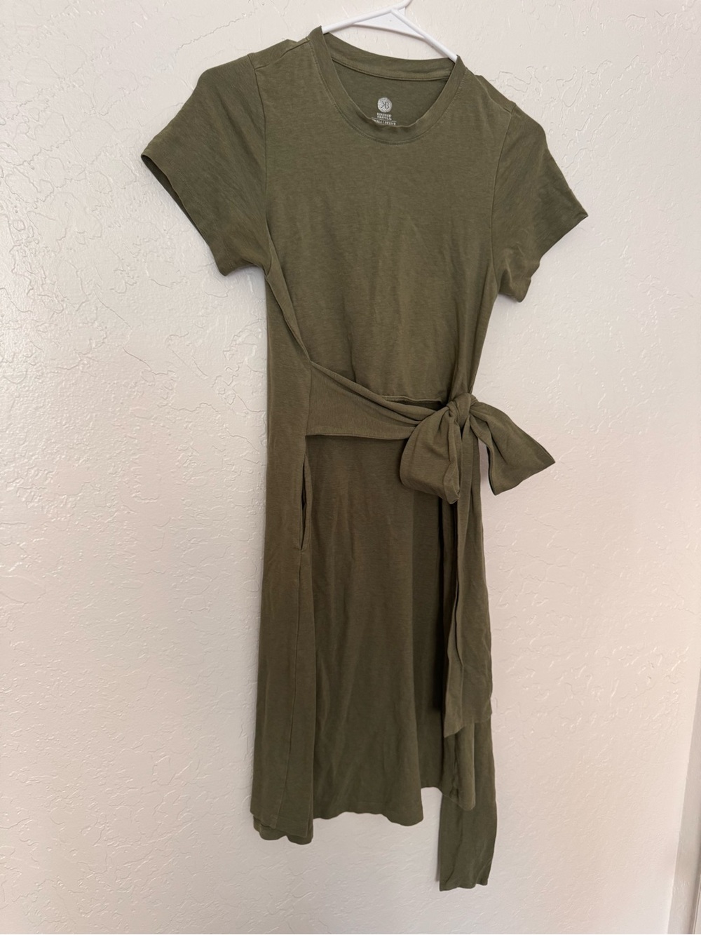 Kindred Bravely Nursing Dress- Olive Tie-Waist Short Sleeve